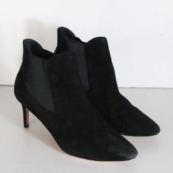Cole Haan Smithson Ankle Booties Womens 8.5 Black Suede Pointed Toe Heeled - Picture 1 of 6